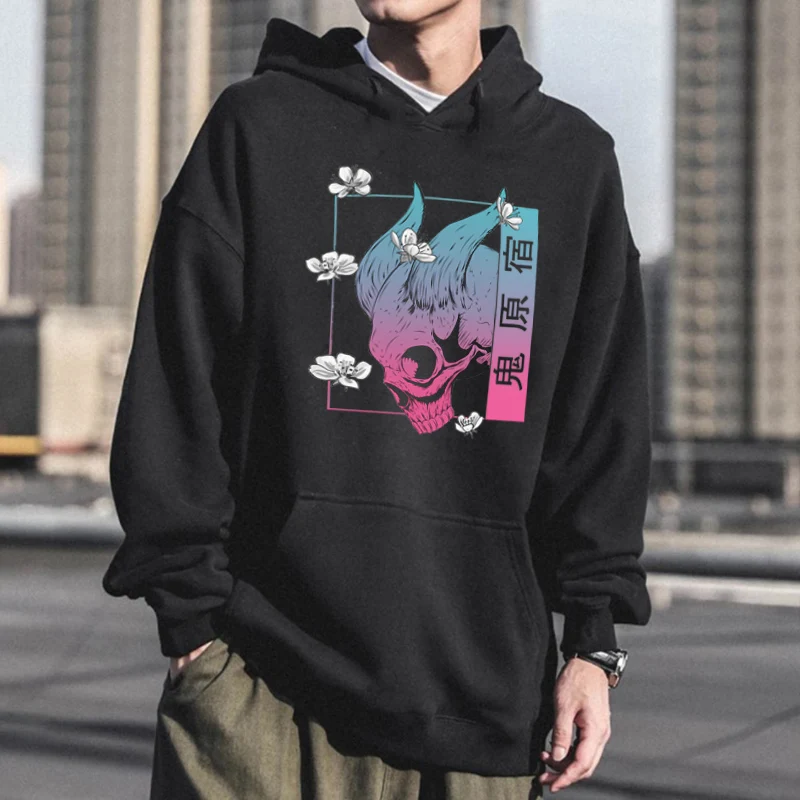 Мужская толстовка с капюшоном Ghost harajuku в стиле японского аниме цветущая вишня