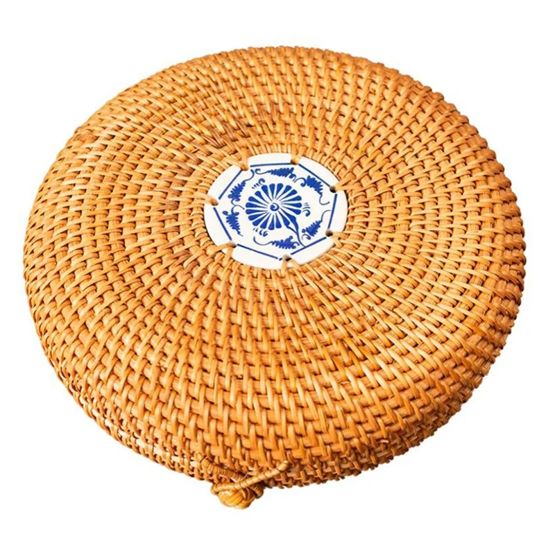 

Round Rattan Woven Box with Lid,Jewelry Box with Lid,Round Wicker Storage Basket,for Storing Candy,Tea,Dried Fruit,Etc