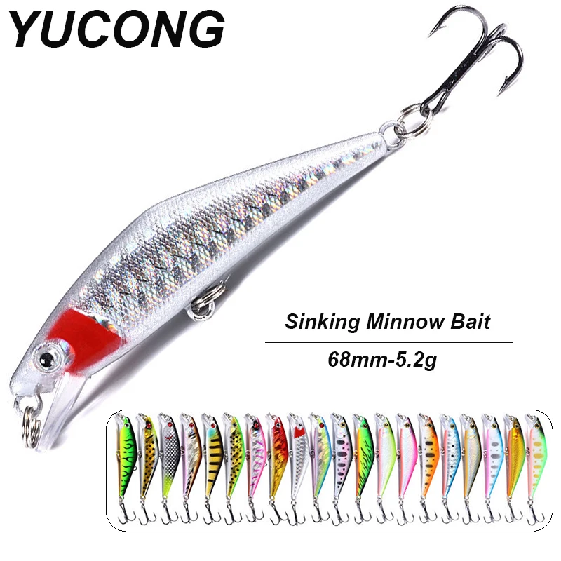 

YUCONG 4PCS Minnow Fishing Lures 6.8cm-5.2g Sinking Cobes Crankbait Wobblers Artificial Micro Hard Baits Perch lurre Pesca Isca