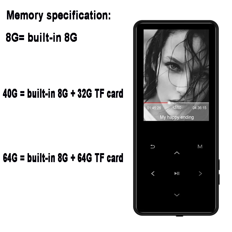 Bluetooth 4 2 MP4 плеер сенсорная клавиша Built in динамик HiFi металлический мини