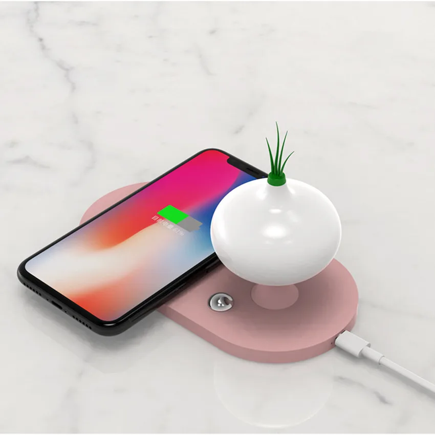 Белый Беспроводное зарядное устройство ночной Светильник для iPhone 11Pro Qi быстрое индукционное зарядное устройство лампа без провода для samsung Galaxy Note 9 10 Xiaomi Mi - Цвет: Белый