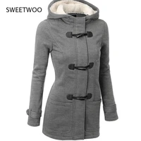 casual women trench coat autumn zipper hooded coat female long trench coat horn button outwear ladies top pluse size s 5xl