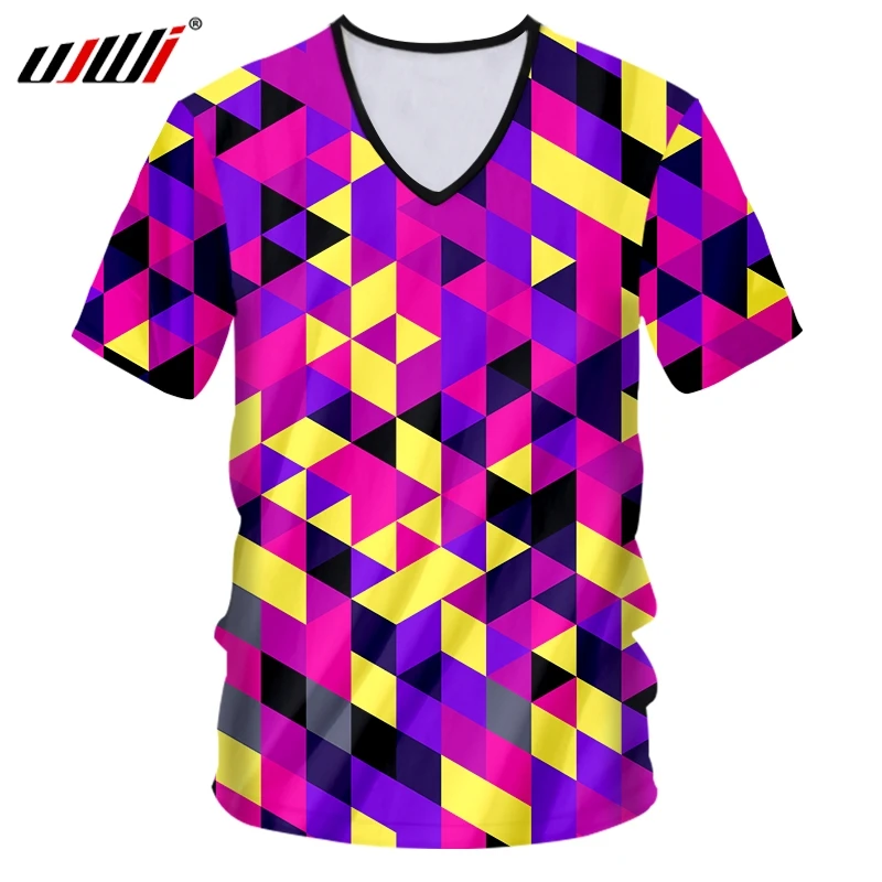 

UJWI Новинка, оптовая продажа, оригинальная уличная одежда, футболка оверсайз с коротким рукавом, 3D красочный ромб, сублимационная футболка с ...