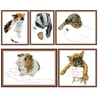 small size animal in the palm handmade cross stitch embroidery children bedroom decoration 11ct 14ct stamped fabric handmade set