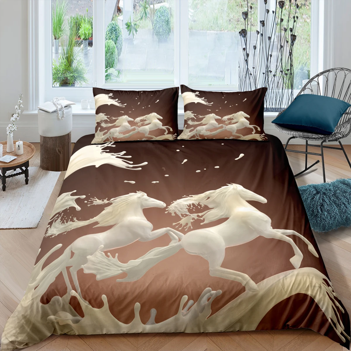 

ZEIMON Creative Duvet Cover Set Running Horse 3D Bedding Set Single Quilt Cover 2/3PCS Bedclothes US/UK/EU Size For Bedroom