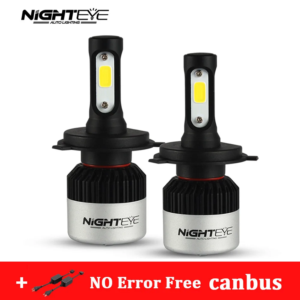 NIGHTEYE H4 H7 светодиодный Canbus автомобилей головной светильник лампы 12V 9000LM 6500 к супер