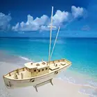 Деревянный Собранный лодка DIY kit рыбацкая лодка комплект корабля игрушки в собранном виде деревянная поделка модель Парусник Дерево Парусная модель DIY ювелирных W Z8Y4