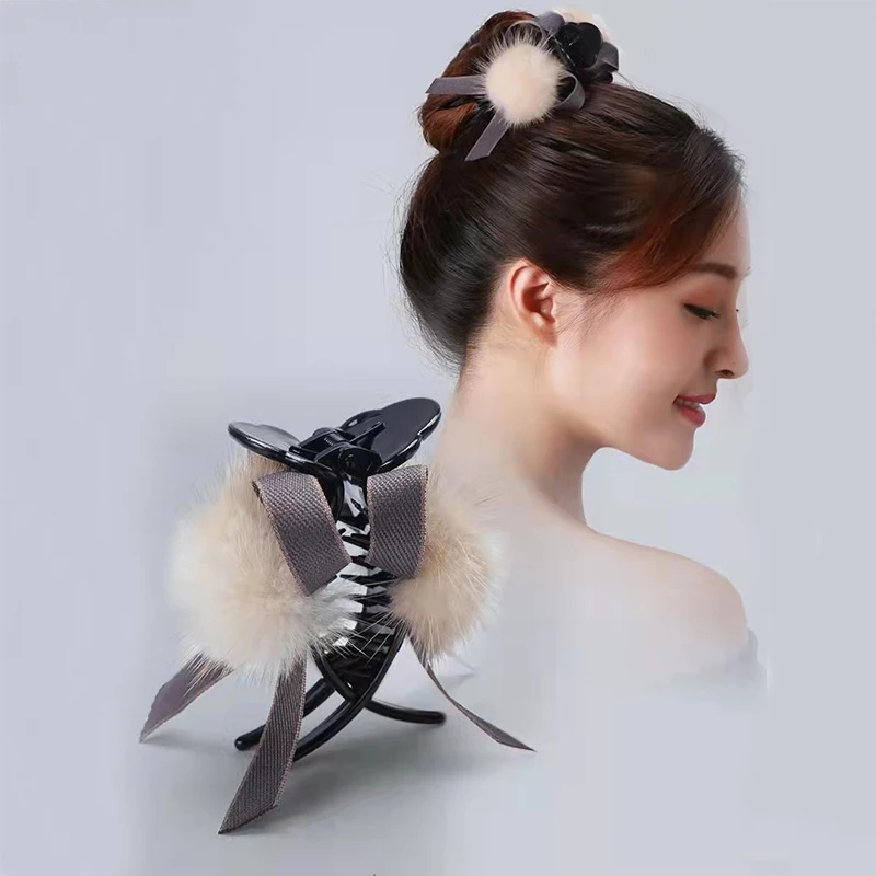 

New Temperament Bow Crab Hair Claws Retro Ball Head Catch Hairpin Lazy Hair Clip Headdress for Women Girls Hair Accessories