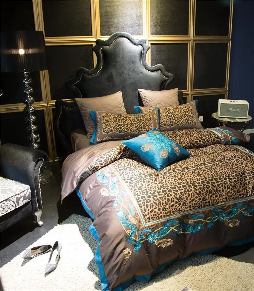 Комплект постельного белья из 4/7 предметов роскошный коричневый кофейный