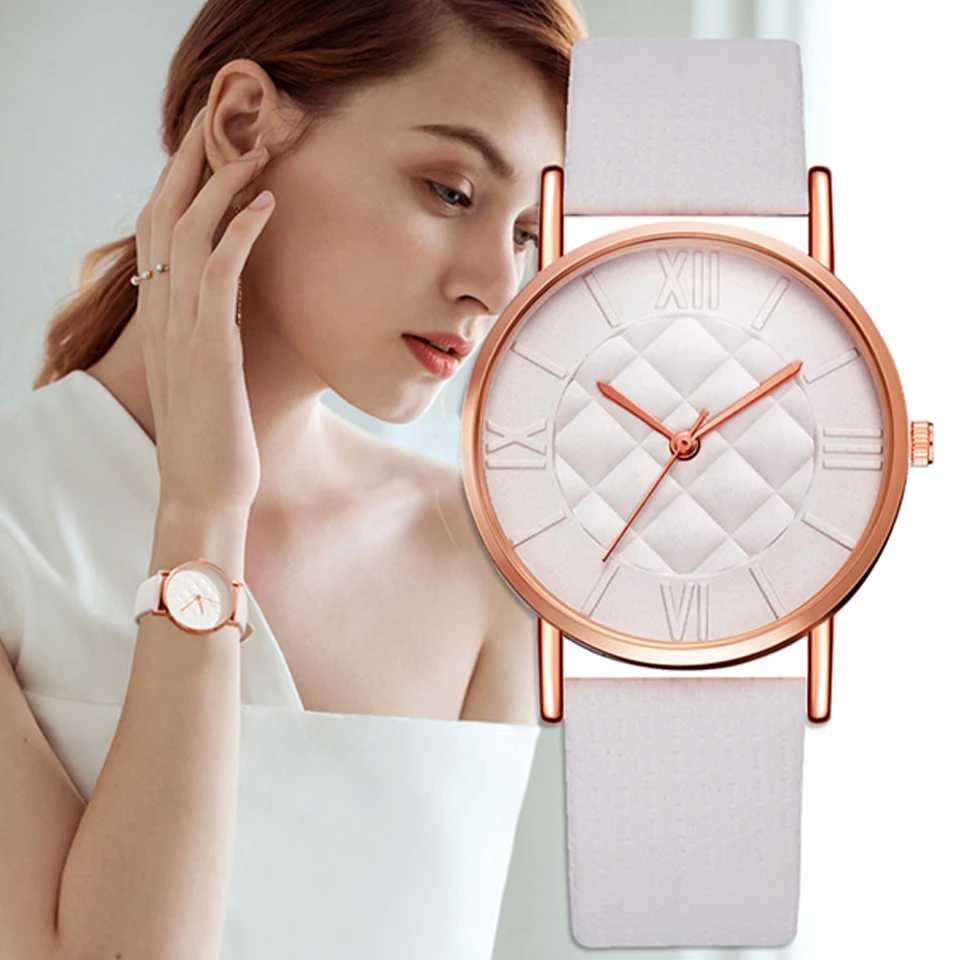 

Fashion Women Leather Band Dress Quartz Wrist Watches Luxury Top Brand White Casual Ladies Wristwatch Relogio Feminino