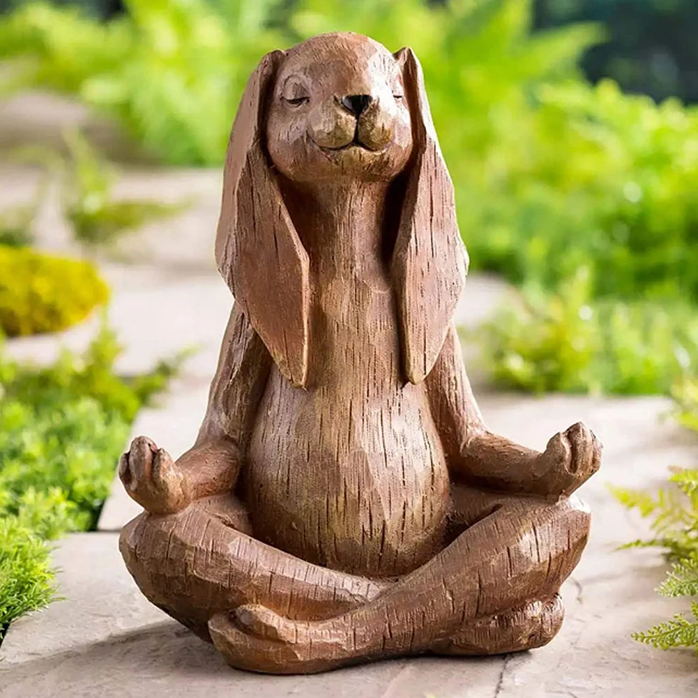 

Meditation Rabbit Animal Resin Craft Statue YogaFigurine Sculptures Home Indoor Outdoor Garden Park Ornament Funny Gift