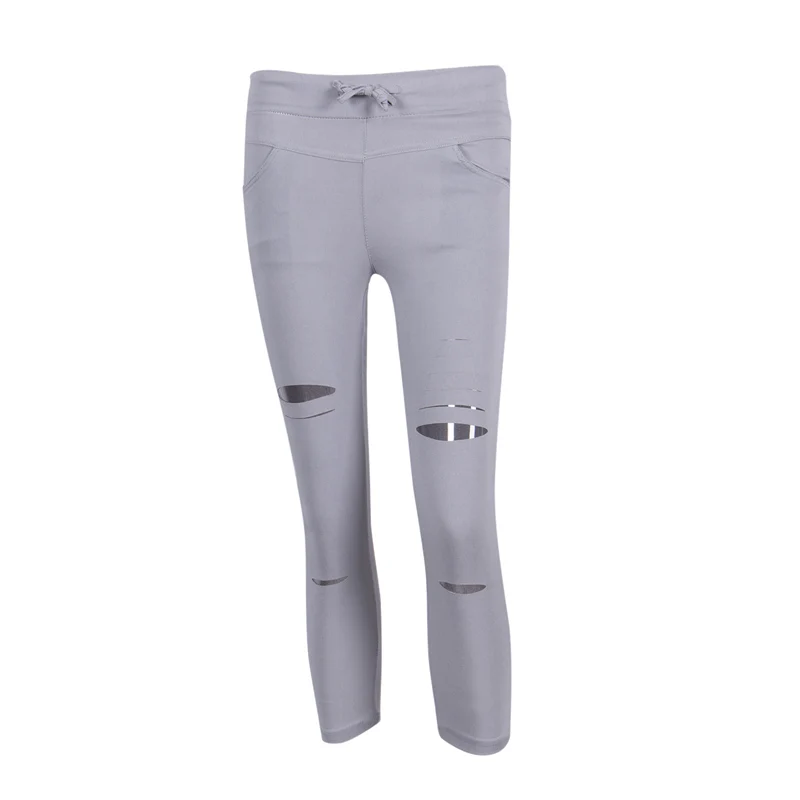 

Ladies Women fashion Faded Ripped high waist drawstring solid holes Denim Skinny Slim Fit Stretch pencil Pant