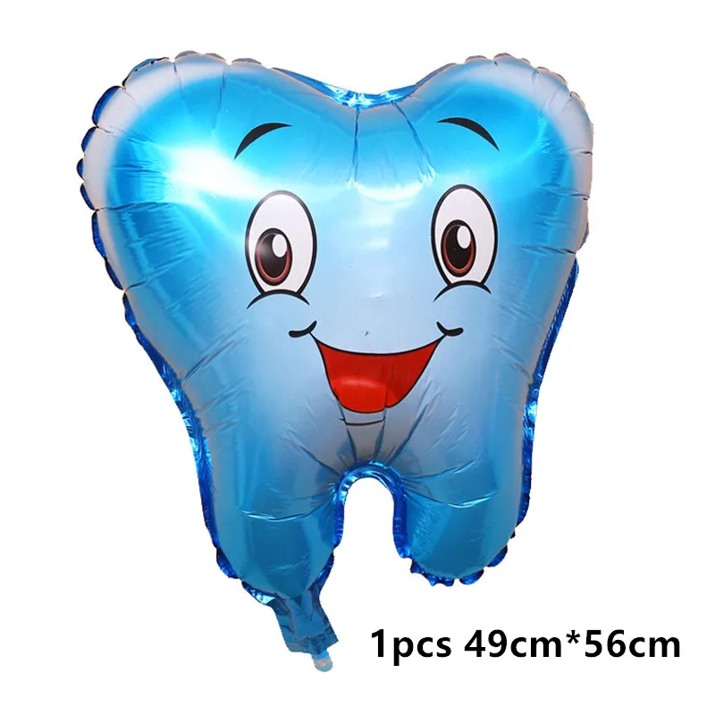 Латексные воздушные шары с изображением зубов из мультфильма голубые и розовые