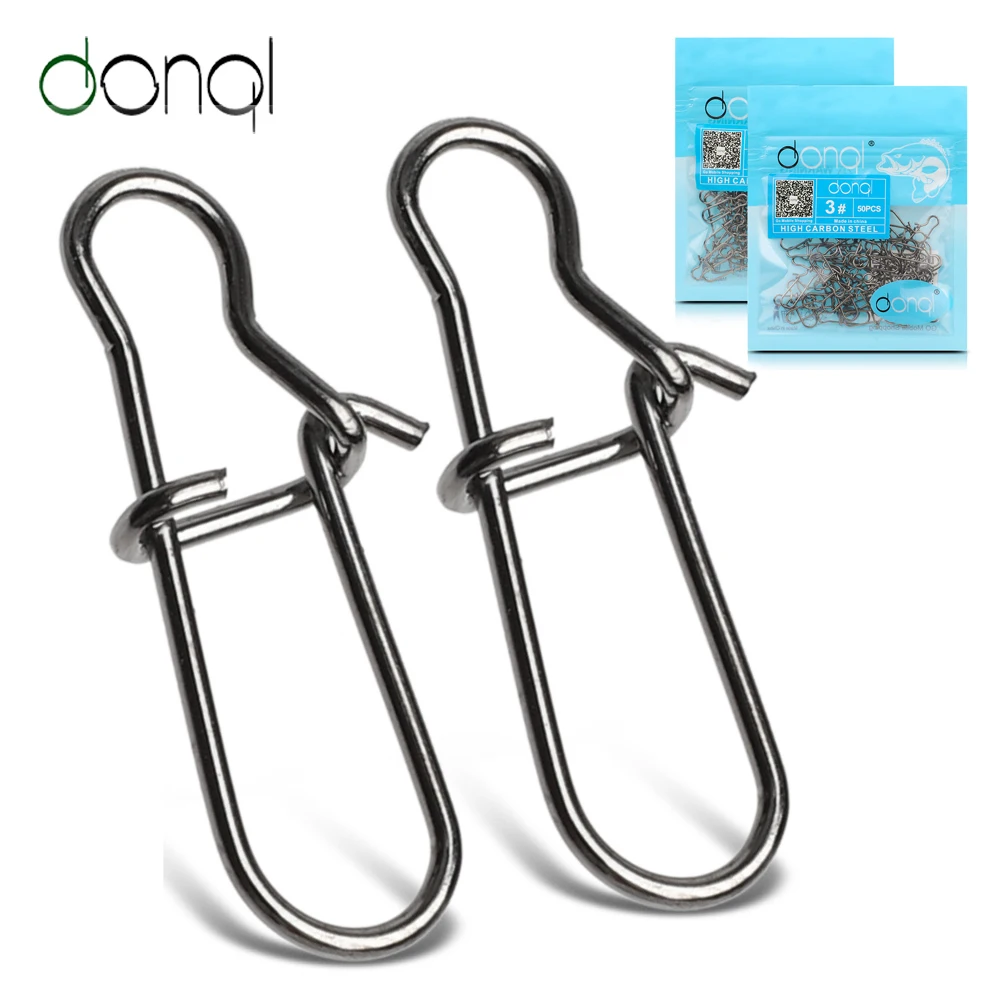 

DONQL 20/50/100pcs Fast Clip Lock Fishing Connector Stainless Steel Safety Pin Swivel Fishing Tackle Tool for Lures Fishhooks
