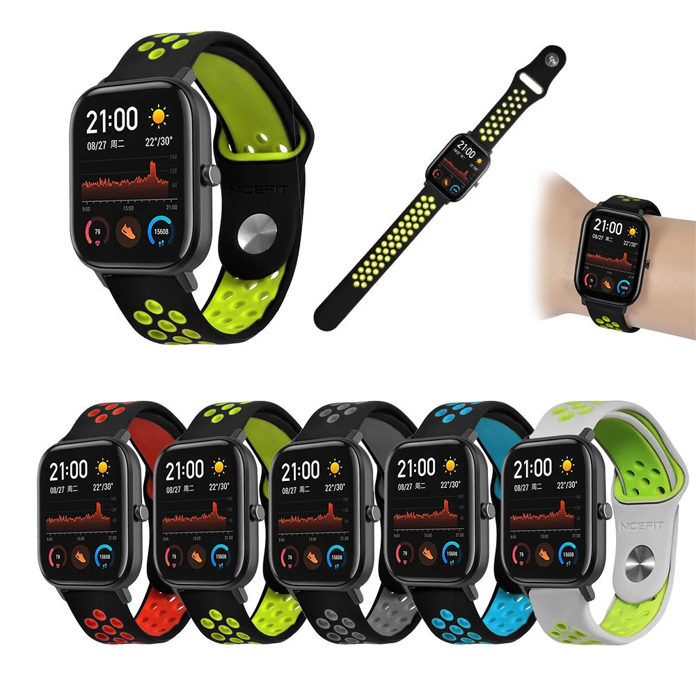 Многоцветный 20 мм спортивный силиконовый ремешок для Huami Amazfit GTS Bip BIT PACE Lite Молодежные умные часы браслет