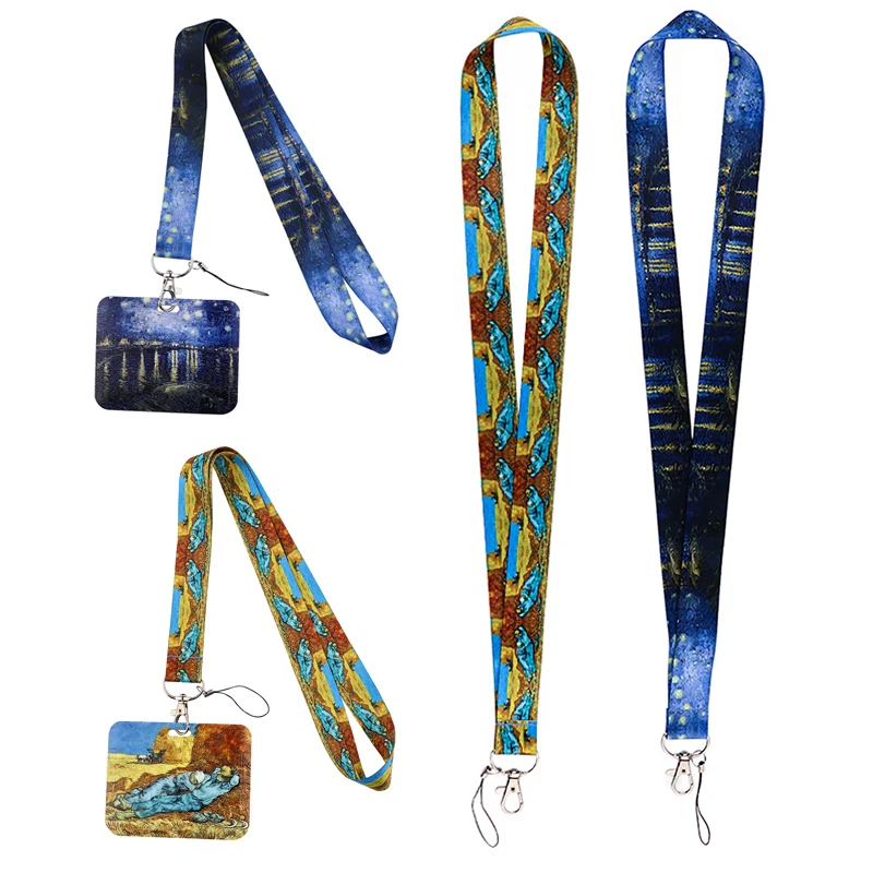 

AD1510 Van Gogh Vintage Lanyard Neck Strap lanyard badge holder Key Chain Key Holder Hang Rope Key Accessory