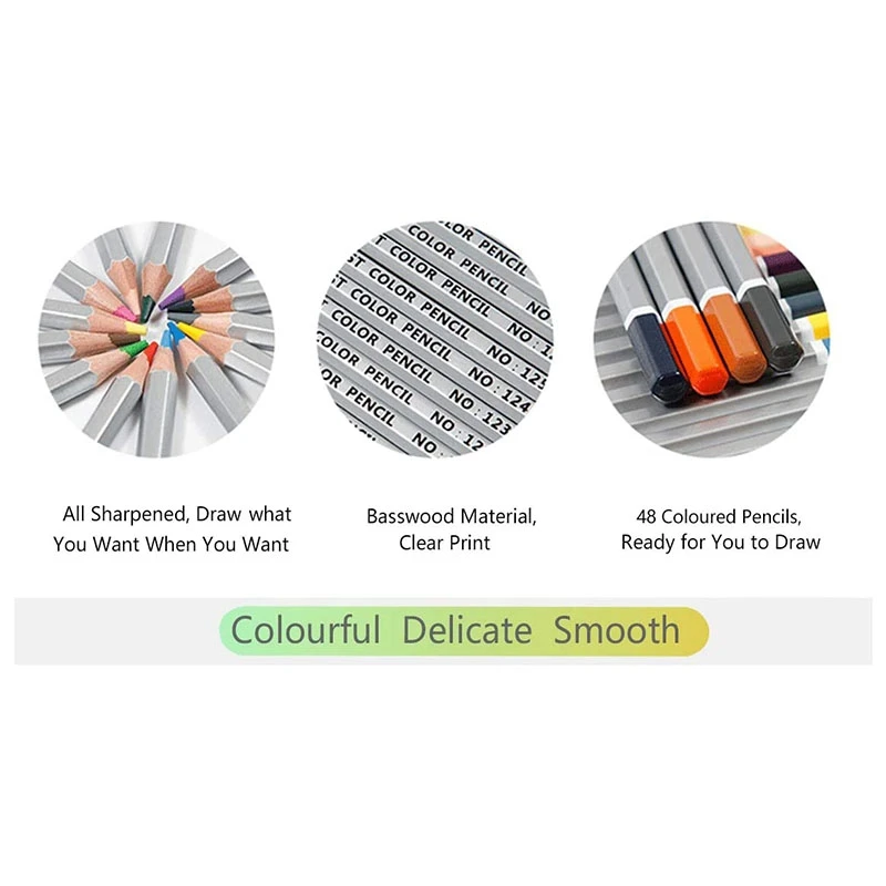 

48 Colouring Pencils for Children, Drawing Coloured Pencils Art Supplies in Tin Case for Coloring Books for Kids