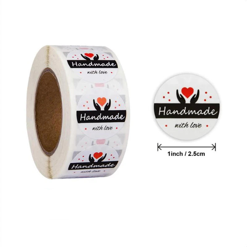 

50PCS Kawaii Handmade with Love Seals Labels Thank You Stickers for Business Stationery Supply Decoration Scrapbooking 1inch