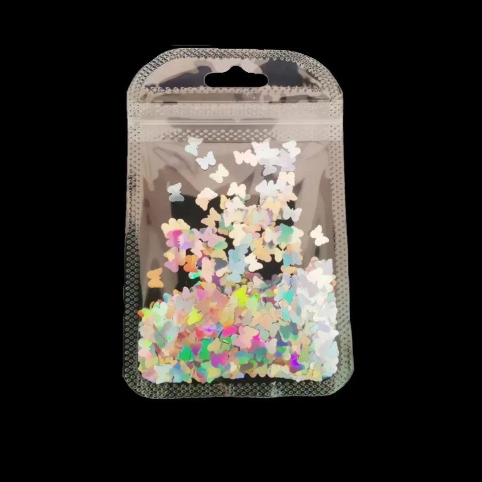 5mm Laser Butterfly Shape Nail Art Glitter Flakes 3D Fluorescence Nail Sequins Gel Polish Manicure Charms Nail Art Decorations