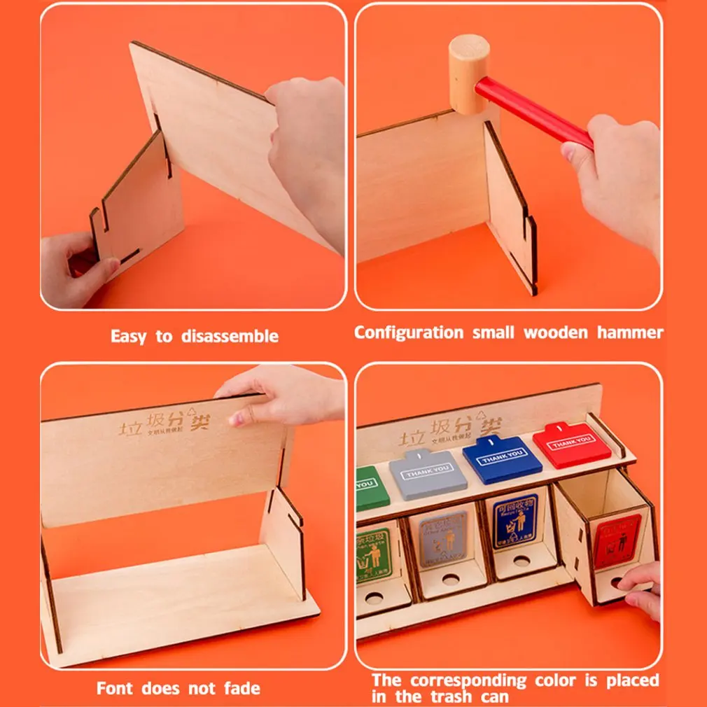 

DIY Garbage Sorting Game Garbage Classification Toy DIY Trash Can Children's Early Educational Learning Toys For Kids