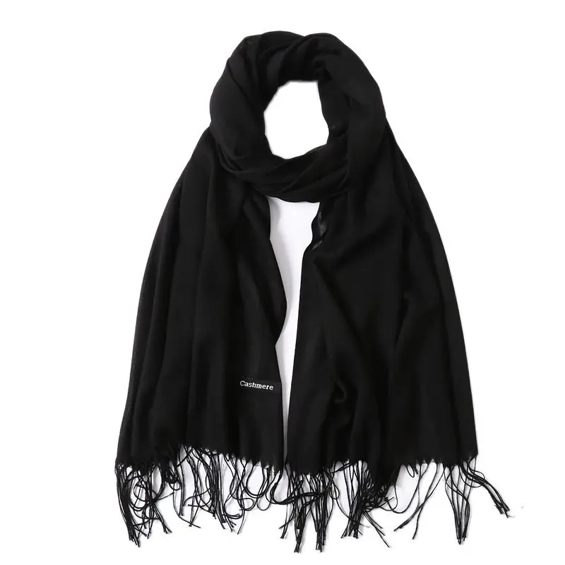 Шаль из мягкой шелковистой пашмины большого размера шарфы однотонные осенние