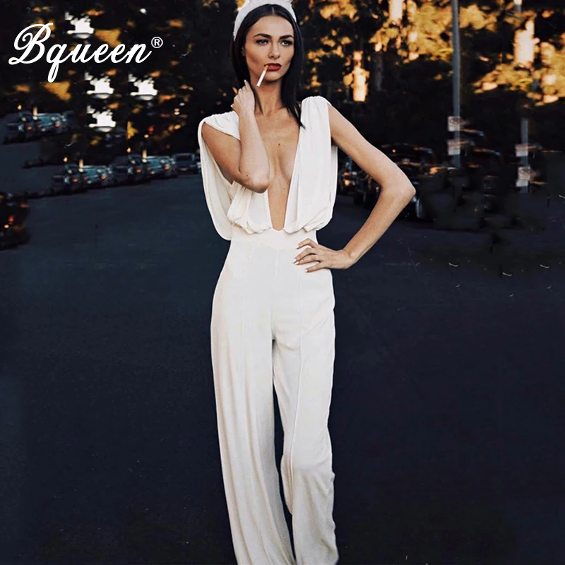 Bqueen 2020 Vestidos Новый женский модный сексуальный белый комбинезон с глубоким