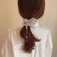 new tassel pearl girls silky scrunchie korea women elastic kawaii hair bands headband hair accessories vintage cute woman