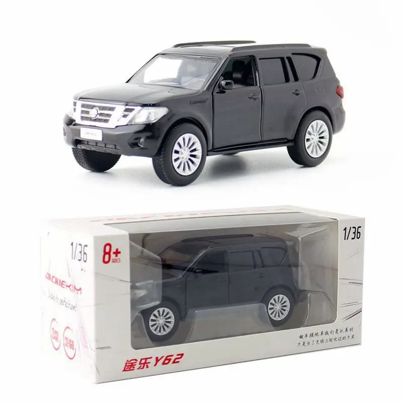 

JACKIEKIM Diecast Model 1:36 Scale Japan Nissan Patrol Y62 SUV Pull Back Toy Car Doors Openable/Educational Collection/Gift/Box