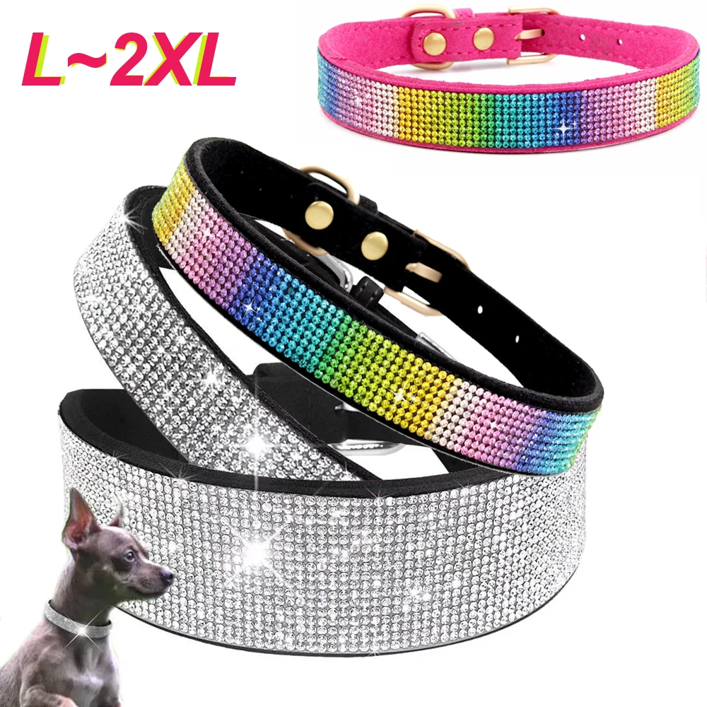 

Bling Rhinestone Dog Cat Collar Leather Pet Puppy Kitten Collar Walk Collar Lead For Small Medium Dogs Cats Chihuahua Pug Yorkie