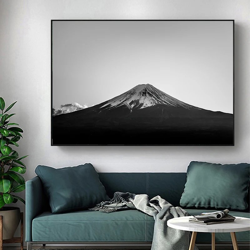 

AAHH большой размер холст живопись Черно-белый пейзаж живопись гора Fuji для домашнего декора Настенный художественный плакат современная про...