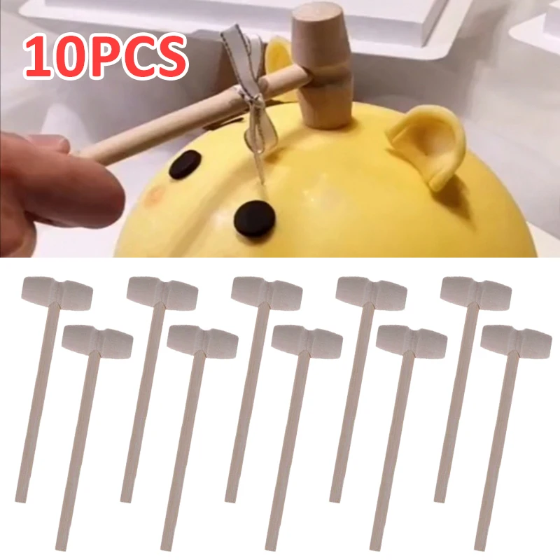 

10pcs Mini Wooden Hammer Ball Crab Mallets Pounder Replacement Wood Mallets Hitting Hammer Cake Mallet Kids Educational Toy