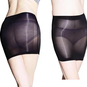 Сексуальные глянцевые прозрачные микро мини юбка стрейч, блестящие облегающие чулки, прозрачное Корректирующее белье для ягодиц