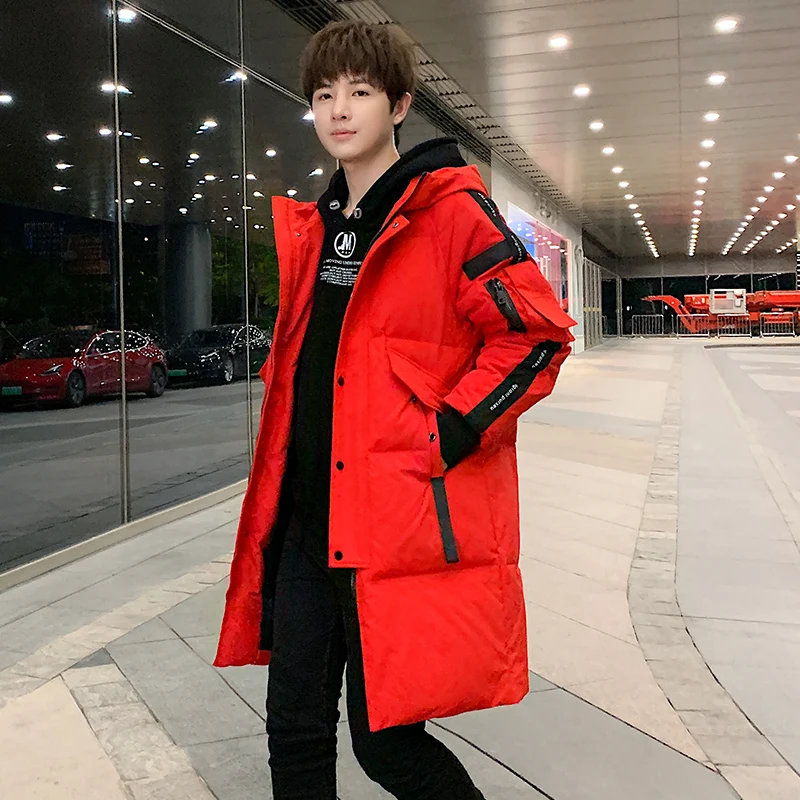2021 Winter New Fashion Brand Down Jacket Men's Mid-length Couple Winter Wear White Duck Down Tooling Thickened Female Jacket