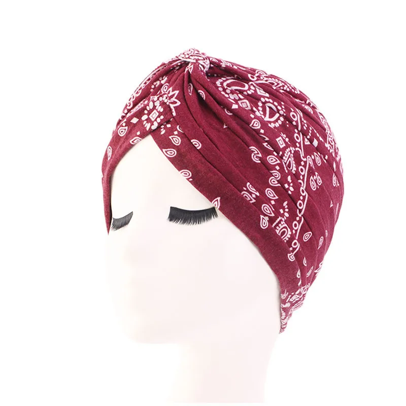 2020 Forehead cross Inner caps for hijab bonnet Fashion print cotton muslim turban Africa wrap head scarf Inner hijabs turbante images - 6
