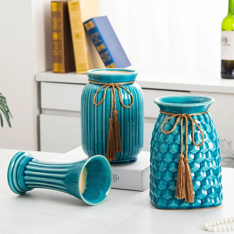 Винтажная глазурованная керамика с трещинами ваза для цветов художественные