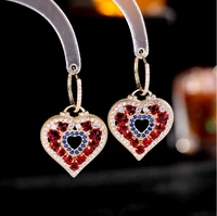 micro pave cubic zirconia love heart earrings color heart shaped retro stud earrings luxury women wedding bridal jewelry lyi134