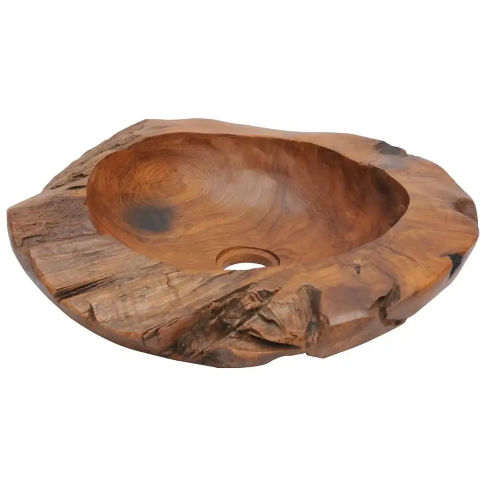 

Bathroom Sink Lavabo Wash Basin Toilet Bowls Countertop Washbasin Solid Teak Wood with Water Repellent Finish 45 CM
