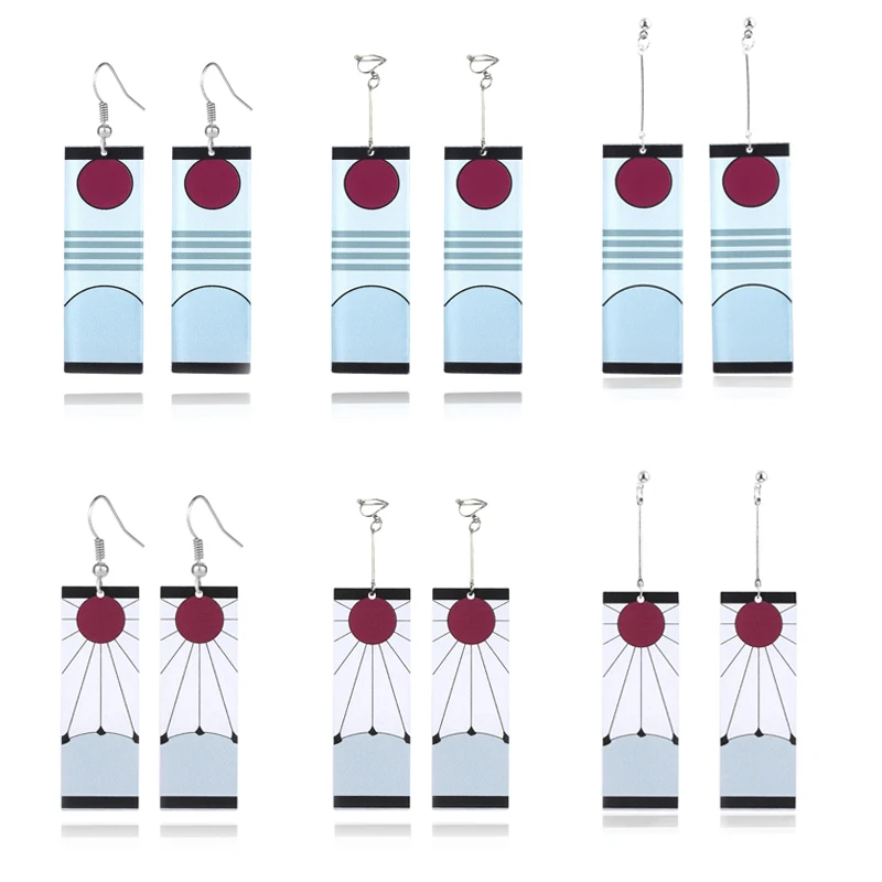 Серьги клипсы для женщин и мужчин аниме косплея рассекающий демонов Kimetsu no Yaiba