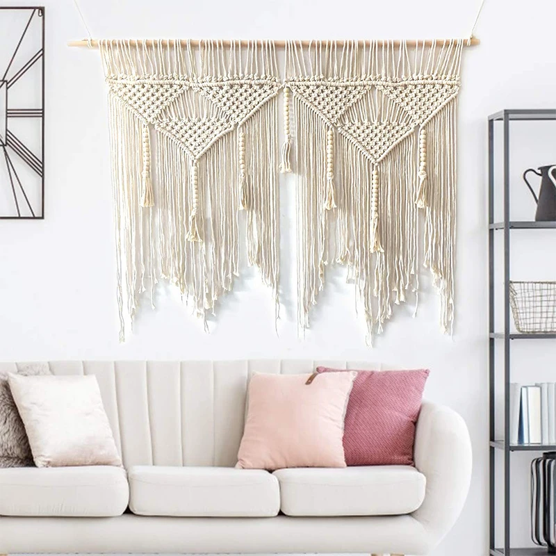 

120x100cm Large Boho Macrame Wall Hanging Tapestry Woven Bohemian Chic Tassel Wall Decor Curtain Apartment Dorm Room Backdrop