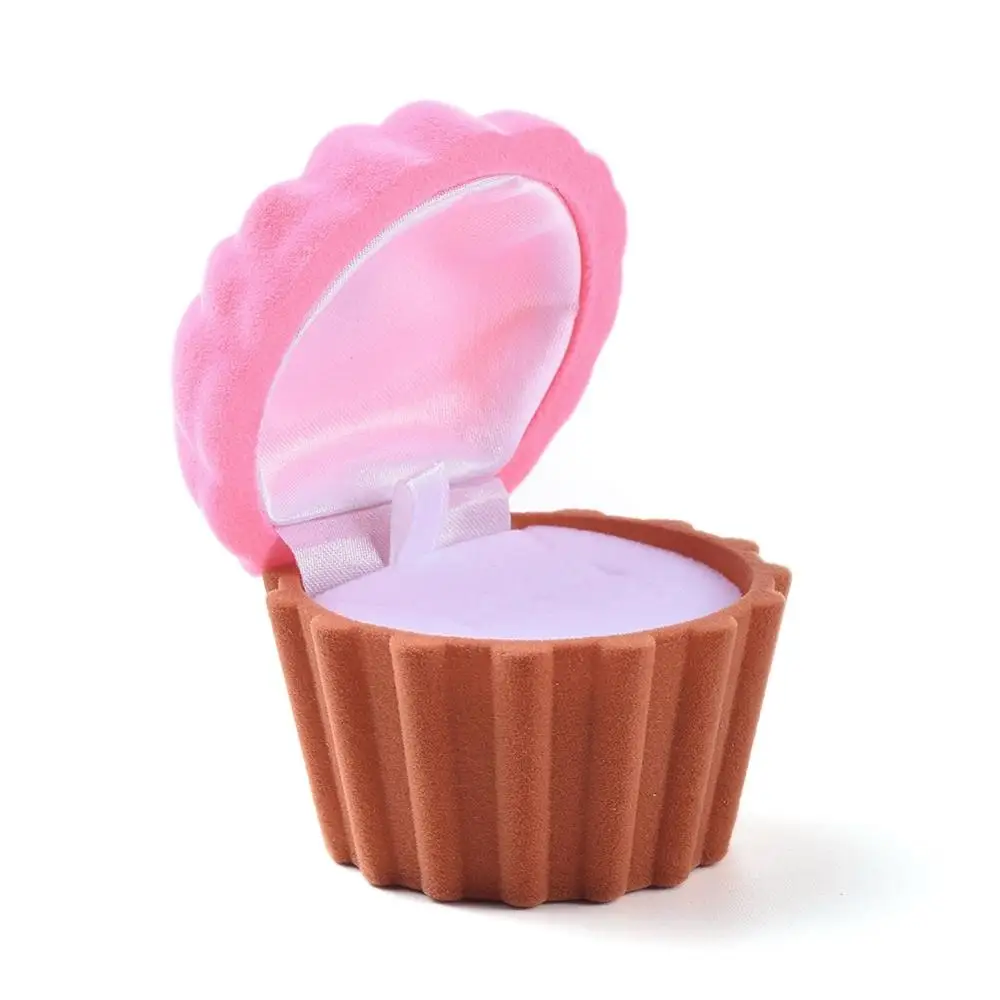 10pcs purple hot pink cup cake shape velvet jewelry gift boxes portable jewelry storage case for ring earrings necklaces 6x5 8cm free global shipping