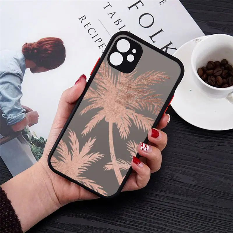

Gold aesthetics pineapple leaf pattern Phone Cases matte transparent For iphone 7 8 11 12 plus mini x xs xr pro max cover