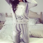 Зимняя женская теплая Пижама мультяшный милый пижамный комплект мягкий фланелевый топ пижамы длинные брюки Повседневная одежда для мам 2020 Домашняя одежда большого размера