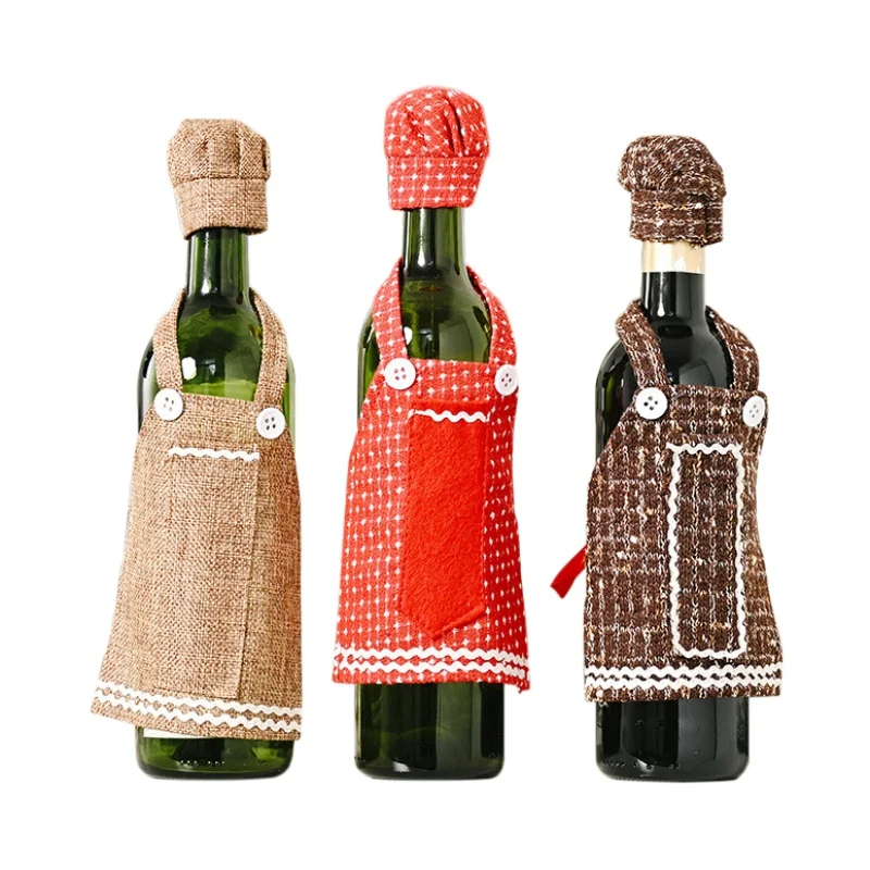 Новогодний фартук крышка бутылки вина ручной работы вино свитер на бутылку для