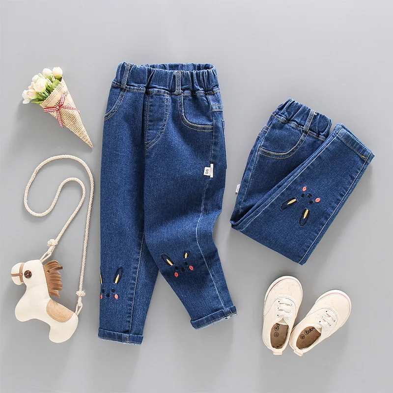 

Grils Jeans Autumn Pants Toddler Girl Denim Pants Cartoon Pants for Children