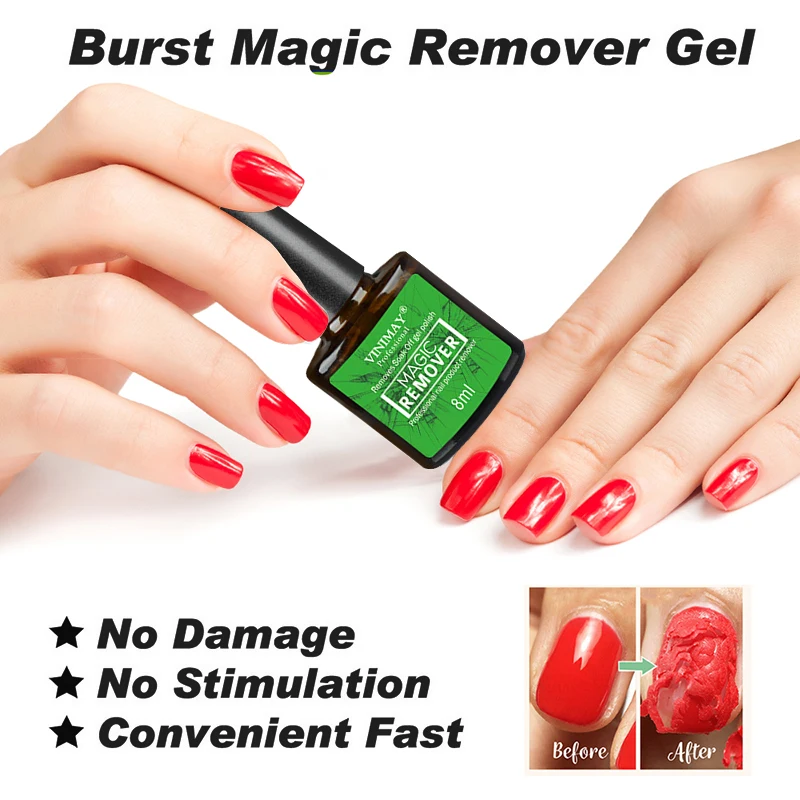 

Bursting Nail Polish Remover Nail Art Lacque Cleaner Soak Off UV LED Nail Polish Cleaner Top Coat Gel Clean Degreaser Quick 8ML