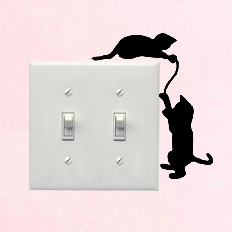 Кошки, играющие на настенный светильник, настенные Стикеры, виниловые художественные наклейки, декор любой комнаты 3SS0222