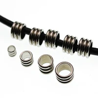 20pcs stainless steel metal spacer tube beads for jewelry making charms slider big hole 3 4 5 6 mm diy bracelet leather cord