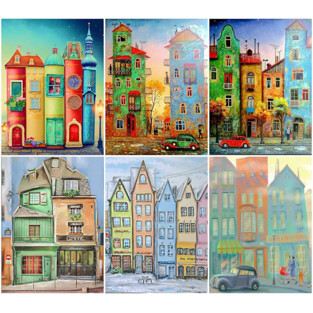 

Square 5D Diamond Painting Handmade DIY Sewing Art Sticked Diamond Embroidery "Abstract City" Cross-stitch Home Decoration Gift