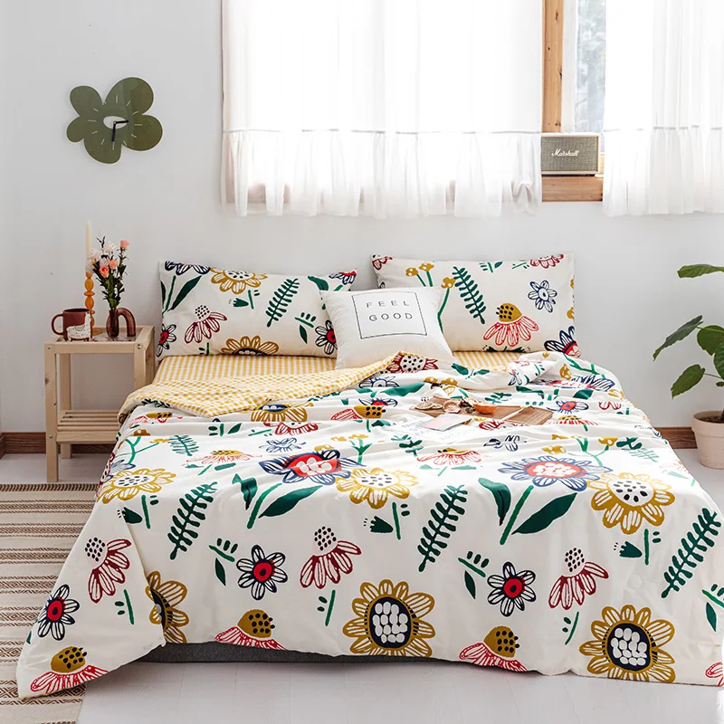100% cotton Sunflowers Print 1PCS floral fabric bedspread coverlet/bed cover summer blanket 200*230/150*200/180*200cm | Дом и сад