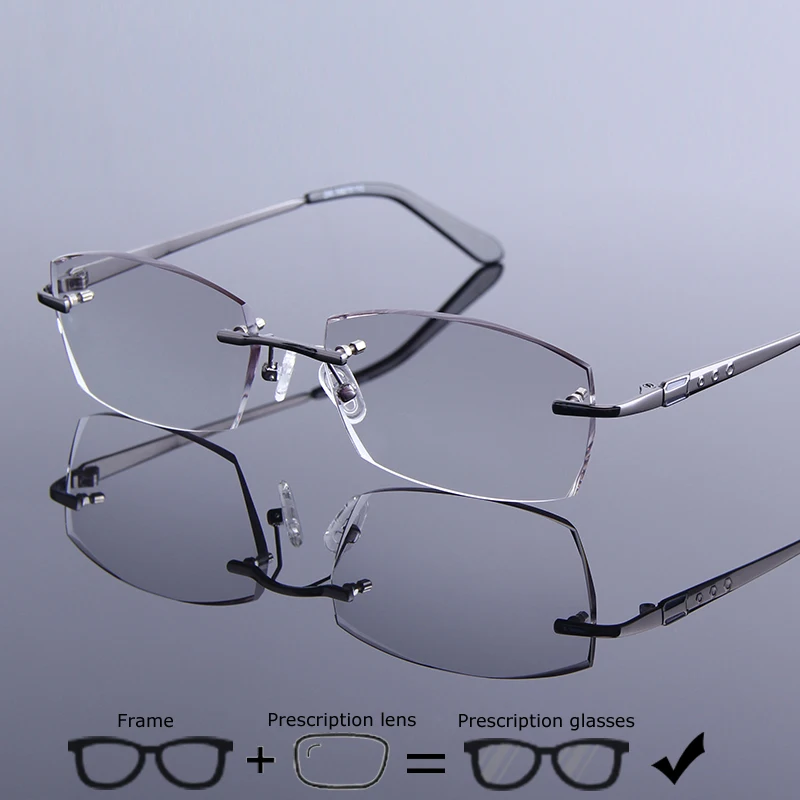 Мужские очки по рецепту ультралегкие без оправы для близорукости алмазная